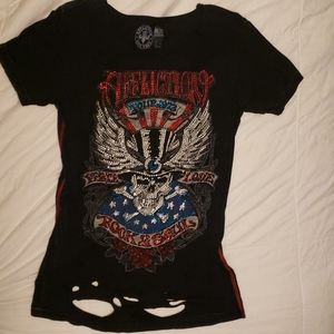 Embellished scoop neck Affliction shirt